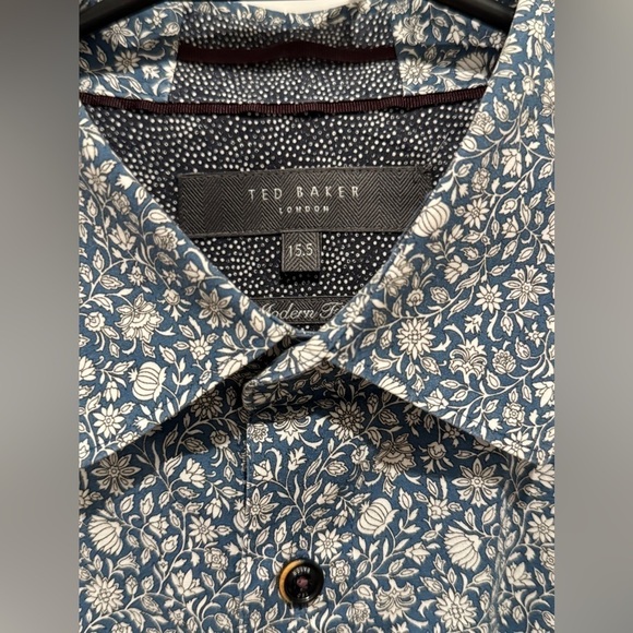 Ted Baker endurance floral print Men's Blue Patterned Shirt size 15.5. H - Picture 4 of 7
